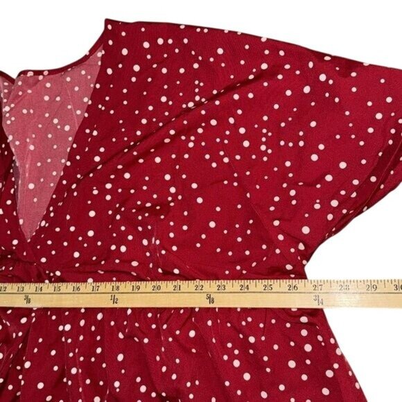 Red Polka Dot Womens Dress 7XL V-Neck Flowing Design Lightweight Polyester - Picture 5 of 6